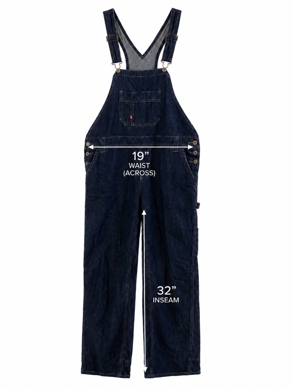Dickies Men’s Large Denim Bib Overalls Dark Wash Carpenter Workwear 100% Cotton